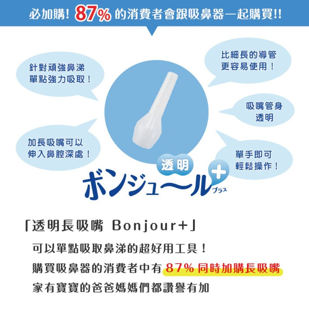 【BabySmile】電動吸鼻器用 矽膠長吸嘴 吸鼻器配件 單手即可輕鬆操作 透明長吸嘴