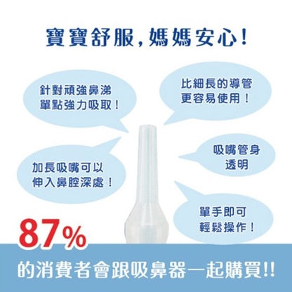【BabySmile】電動吸鼻器用 矽膠長吸嘴 吸鼻器配件 單手即可輕鬆操作 透明長吸嘴