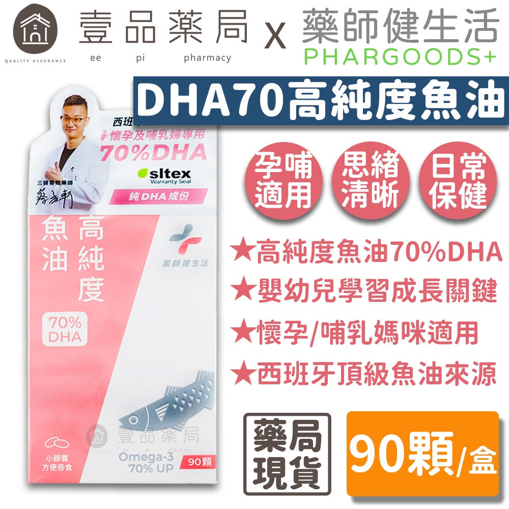 【藥師健生活】高純度DHA魚油 90顆/盒 孕哺婦適用 TG型態 思緒清晰配方 西班牙頂級魚油
