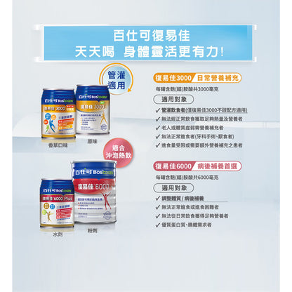 【百仕可】復易佳3000營養素(原味) 24罐/箱購贈2罐 添加麩醯胺酸 關鍵蛋白質 管灌適用