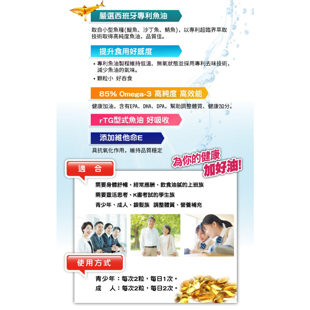 【三多】專利高純度魚油軟膠囊 30粒/盒 無腥味 西班牙專利 三多魚油 調整體質 身體舒暢
