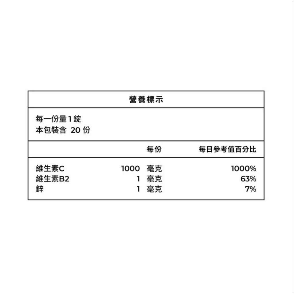 【藥師健生活】1000-C 維生素C檸檬發泡錠 20粒/支 高劑量 維生素B2 鋅 香甜好喝 濃度均勻