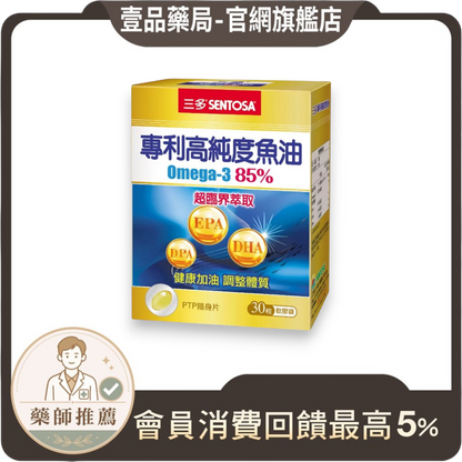 【三多】專利高純度魚油軟膠囊 30粒/盒 無腥味 西班牙專利 三多魚油 調整體質 身體舒暢