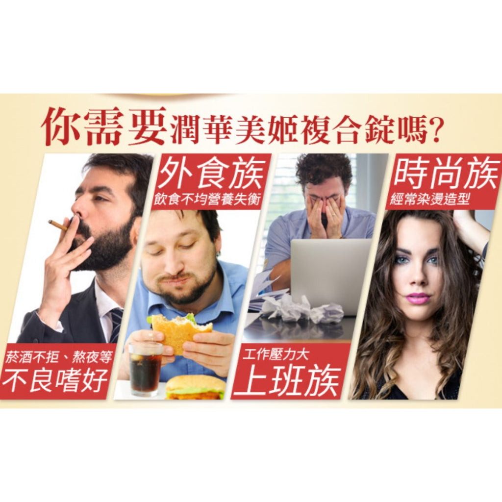 【愛司盟】潤華美姬複合錠 60粒/瓶 滋養呵護 飄逸亮麗 養顏美容 調整體質 生物素 維生素H 生物類黃酮