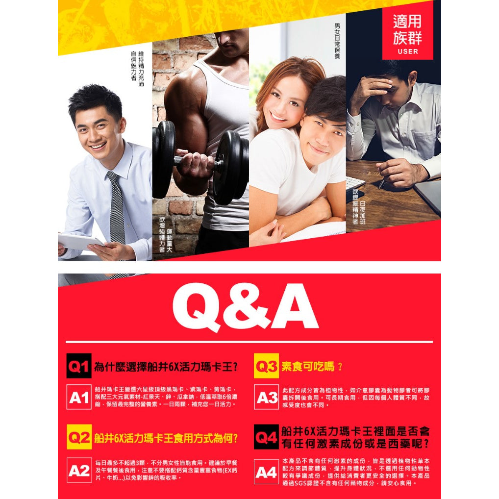 【船井生醫】6X活力瑪卡王 60顆/盒 提升體力 6倍濃縮 低溫萃取技術