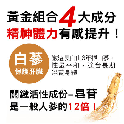【享食尚】黃金組合甘甘好膠囊 30粒/盒 白蔘護肝 健康食品認證 國家護肝認證 黃鐙輝代言 薑黃 馬卡 B群