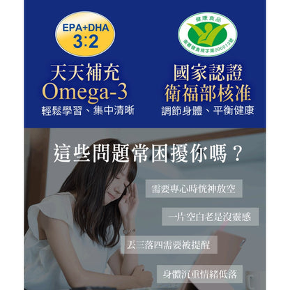 【船井生醫】健康純淨魚油(健康食品認證) 60顆/盒 衛福部核准 平衡健康 思緒集中 靈活清晰 黃金比例
