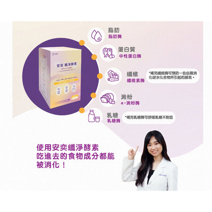 【安奕國際】安益纖淨酵素 30包/盒 美國大廠五大綜合酵素添加 膳食纖維 全方位活性酵素 幫助排便順暢