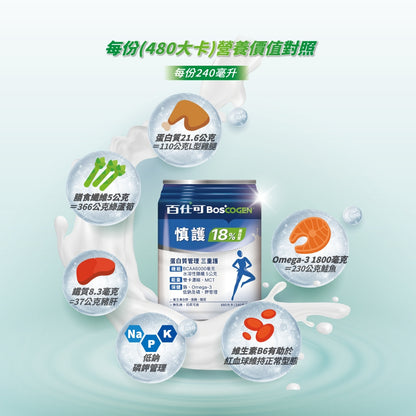 【百仕可】慎護18%蛋白質營養素 24罐/箱購【1箱加贈4罐】補能量 增體力 護機能 無乳糖 奶素可食