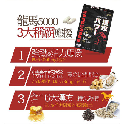 【IKOR醫珂】龍馬5000瑪卡膠囊 60粒/盒 日本製 馬卡+鋅 6種滋養強壯成份 MACA