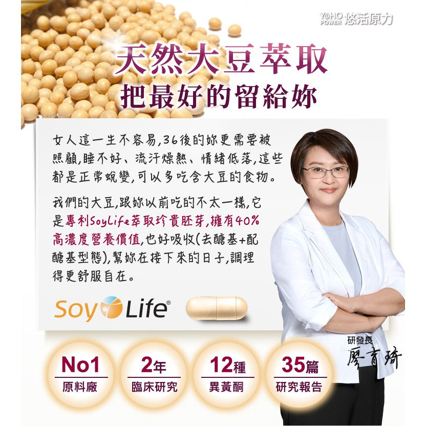 【悠活原力】悠活大豆萃取膠囊(含大豆異黃酮) 10粒/盒 蜂王乳 更年期 養顏複方 熟女青春配方 助眠