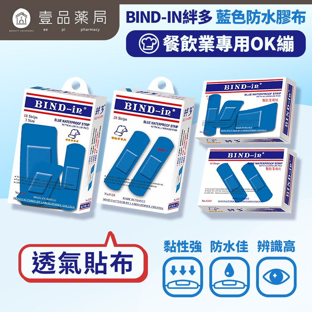 【絆多】藍色防水膠布(餐飲業專用) 多種規格 防水性佳 透氣膠布 餐飲專用OK繃 BIND-IN 絆多OK繃