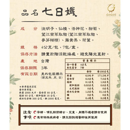 【家家生醫】七日孅 孅體茶包 原味 7包/盒 藤黃果 望江南 纖盈窈窕 天然草本漢方