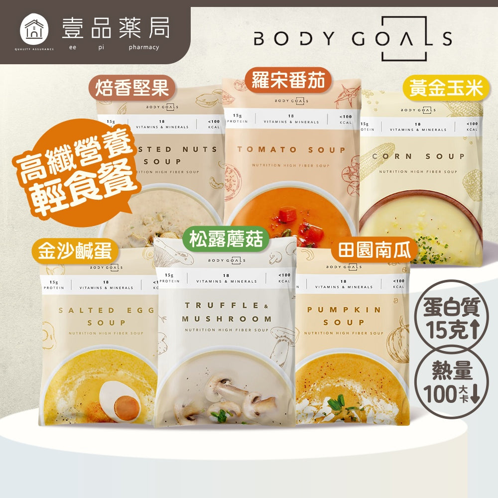 【Body Goals】高纖營養輕食餐 30g/包 五辛奶素 高蛋白低熱量 濃湯代餐 營養輕食 隨手包