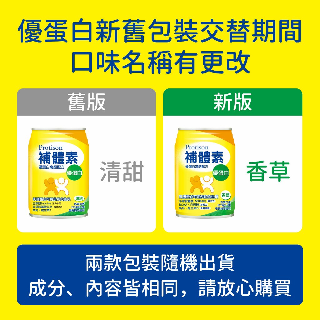 【補體素】優蛋白(增強體力配方) 24罐箱購(送贈罐) 原味 香草 大麥 補體素優蛋白