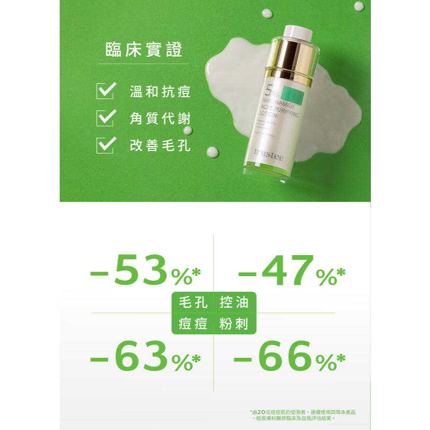 【trustee】5%菸鹼醯胺極淨抗痘解方精華乳 50ml/盒 淨化毛孔 舒緩肌膚乾燥 潤澤修護肌膚