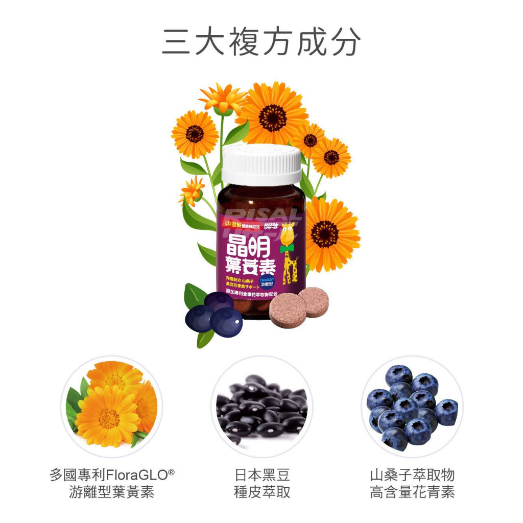 【小兒利撒爾】晶明葉黃素咀嚼錠 藍莓口味 3-12歲適用 專為幼兒學齡兒童設計 游離型葉黃素 山桑子萃取物