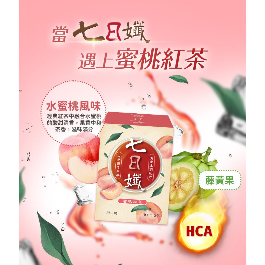 【家家生醫】七日孅 孅體茶包 蜜桃紅茶 7包/盒 辣木葉 藤黃果 望江南 天然草本漢方