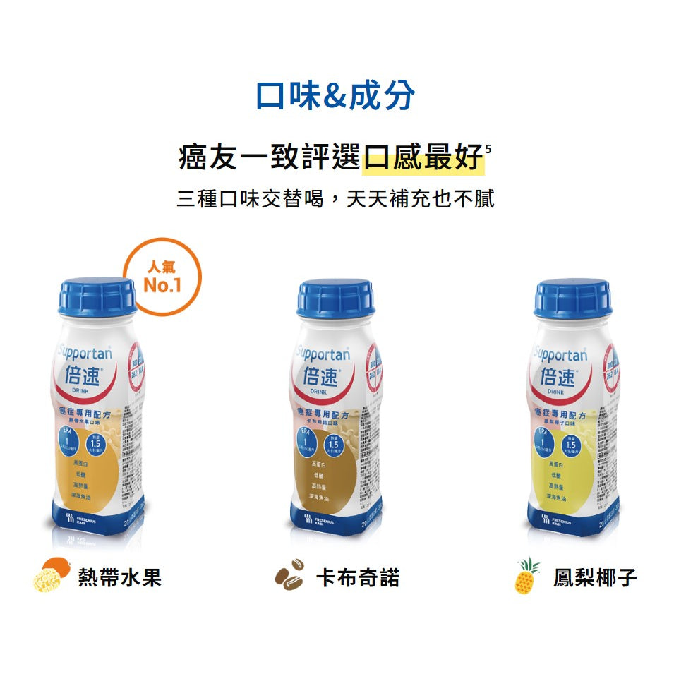 【倍速】癌症專用配方 200mlx24罐(加贈2罐) 卡布奇諾/熱帶水果/鳳梨椰子 倍速癌症 腫瘤配方