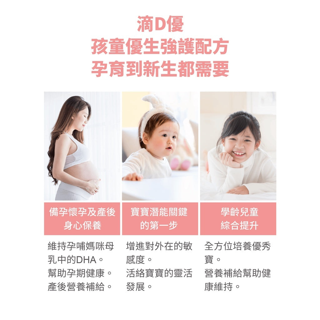 【威客維】滴D優滴液 DHA+維生素D3滴劑 30ml/盒 DHA藻油 非活性D3 兒童 嬰兒 幼兒