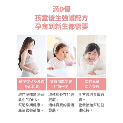 【威客維】滴D優滴液 DHA+維生素D3滴劑 30ml/盒 DHA藻油 非活性D3 兒童 嬰兒 幼兒