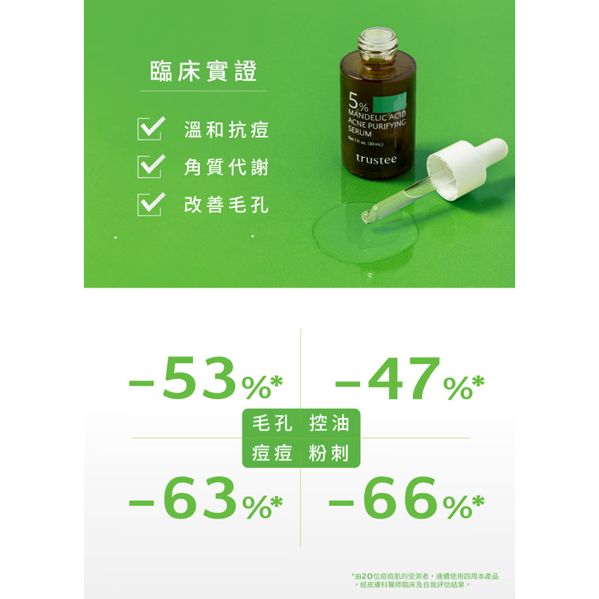 【trustee】5%杏仁酸極淨抗痘解方精華 30ml/盒 抗痘精華液 低刺激溫和修復 油痘肌適用