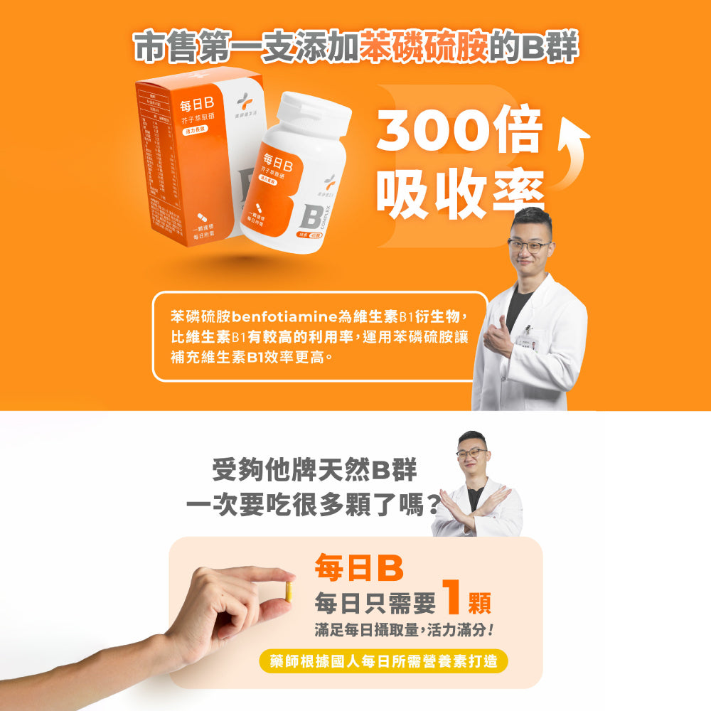 【藥師健生活】每日B 維生素B群膠囊 45顆/盒 長效有感 天然萃取 全素可食 台灣製 維他命B群
