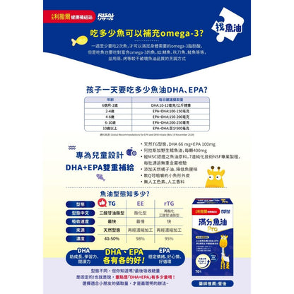 【小兒利撒爾】滿分魚油Pro 70粒/盒 咀嚼式軟膠囊 完整Omega-3營養 專為兒童設計 小魚球