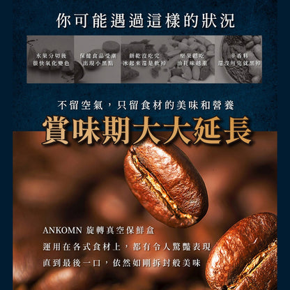 【ANKOMN】旋轉氣密保鮮盒 旋轉真空保鮮盒 透明/透黑 專利旋鈕密封 抗潮抗氧化 檢驗合格 台灣製造