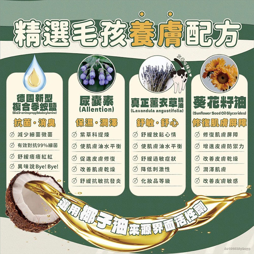 【依鈦Aether】寵物抗菌洗毛精 500ml 貓狗洗澡沐浴乳 舒緩膚況 分解油脂髒污 強效除臭 低敏溫和