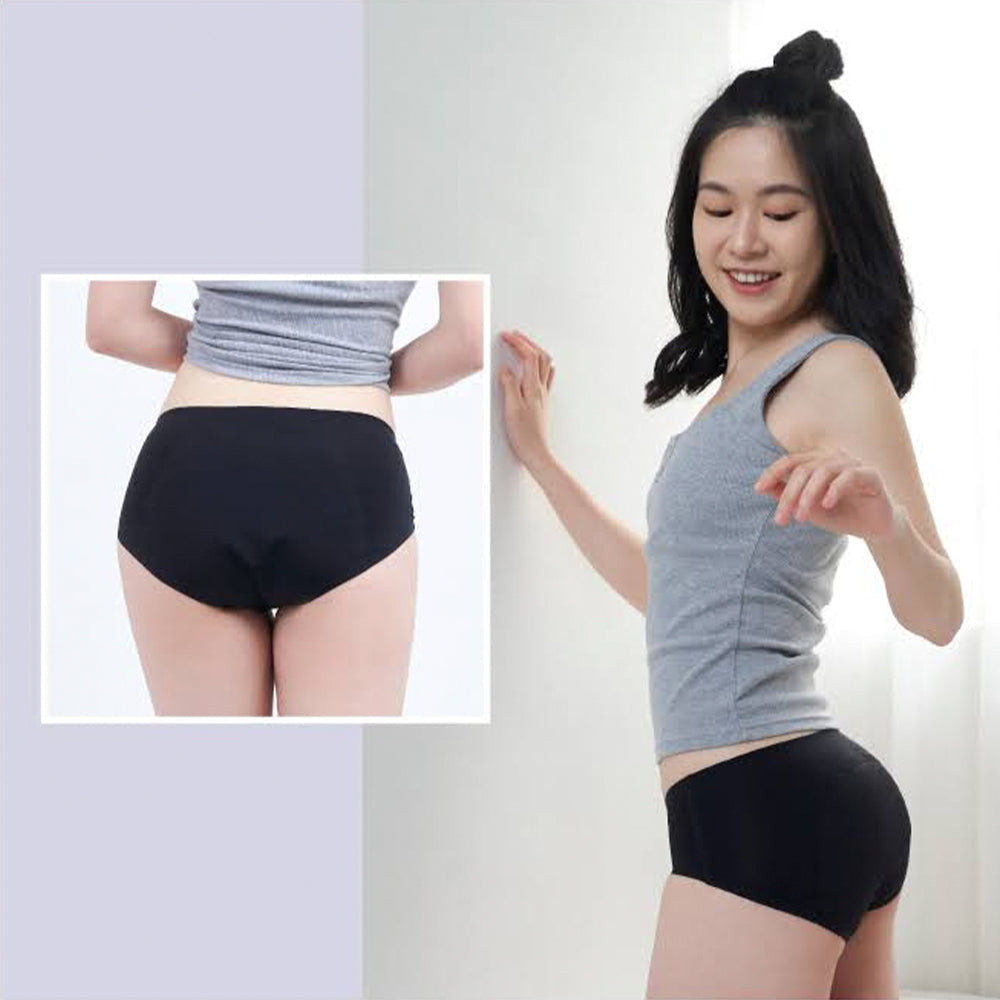 【谷慕慕】月亮褲夜用中腰吸血內褲 黑色 親膚 抑菌 抗臭 MIT 服貼無痕 輕盈穿搭
