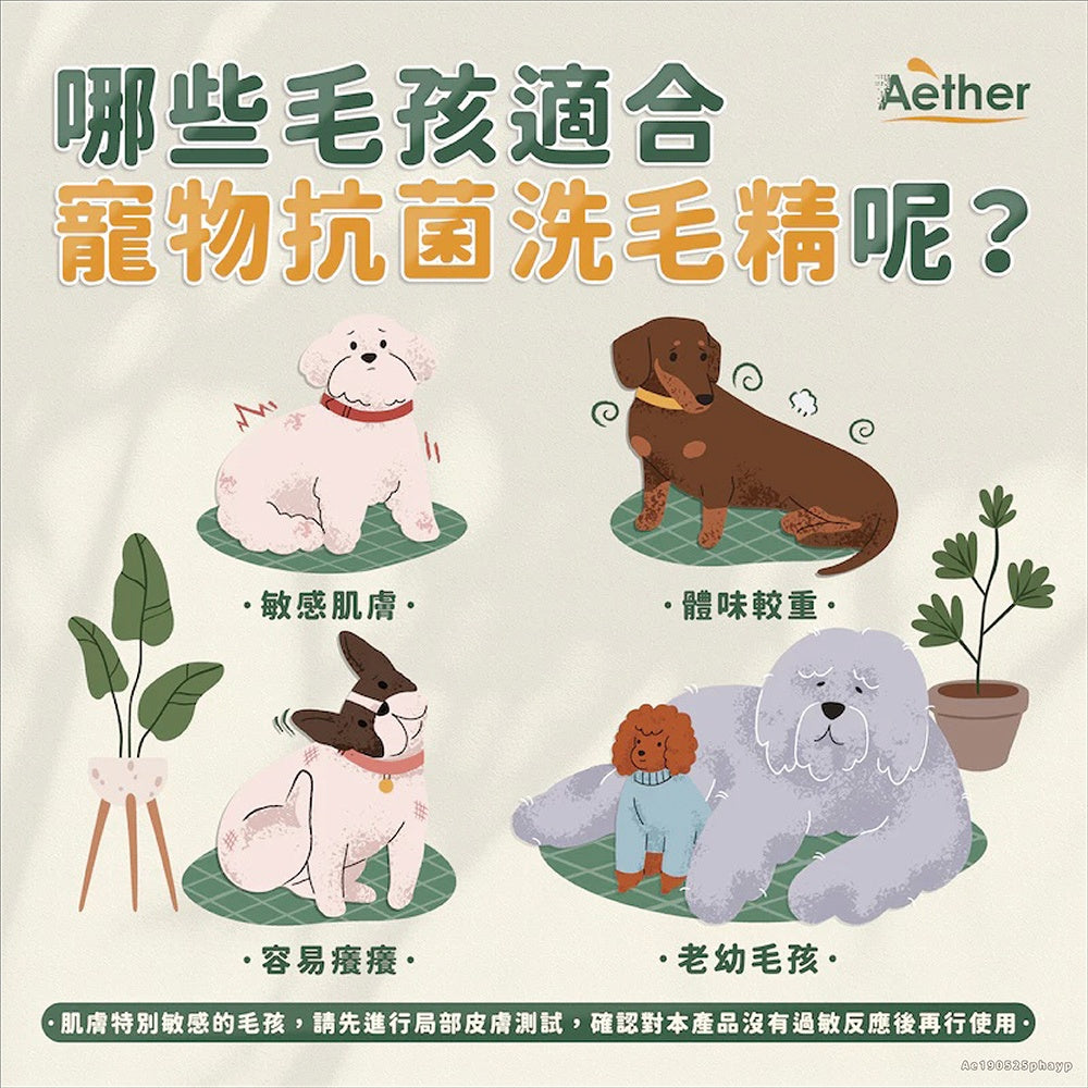 【依鈦Aether】寵物抗菌洗毛精 500ml 貓狗洗澡沐浴乳 舒緩膚況 分解油脂髒污 強效除臭 低敏溫和