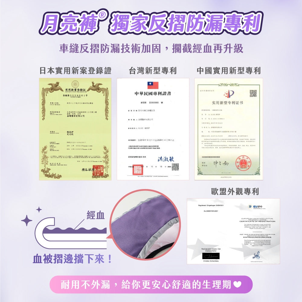 【谷慕慕】月亮褲日用中腰吸血內褲 多尺碼 多種顏色 台灣製造 專利防漏安心 鋅離子抑菌