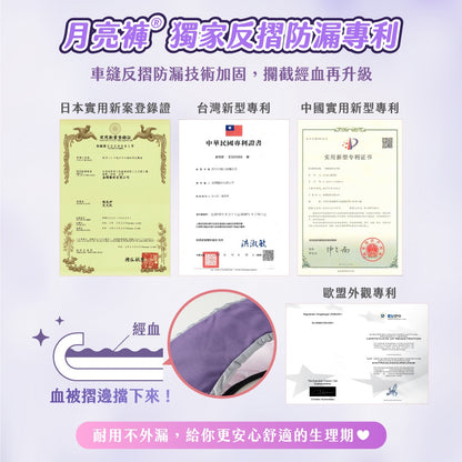 【谷慕慕】月亮褲日用中腰吸血內褲 多尺碼 多種顏色 台灣製造 專利防漏安心 鋅離子抑菌
