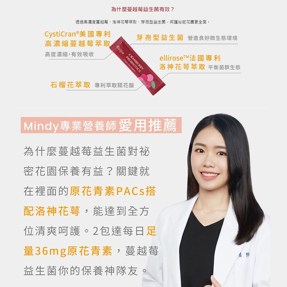【Ruijia露奇亞】蔓越莓益生菌 65入/袋 私密保養 原花青素 孕哺乳婦可食 私處保養 女性保養