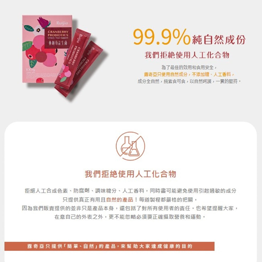 【Ruijia露奇亞】蔓越莓益生菌 20包/盒 私密保養 原花青素 無額外添加 孕哺乳婦可食 專利包覆技術