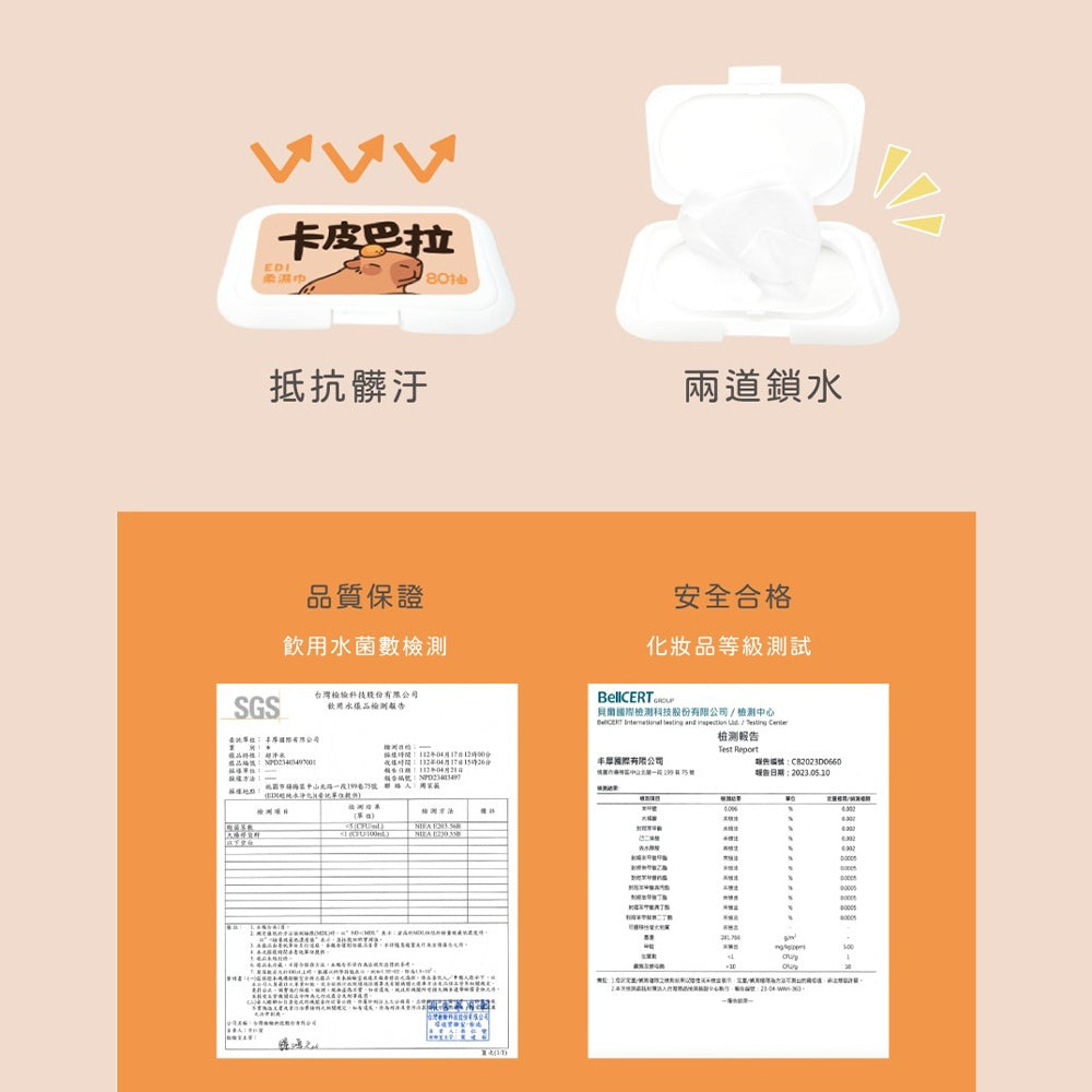 【丰厚】純水柔濕巾 卡皮巴拉 純水寶寶濕巾 台灣製造 80抽 20抽