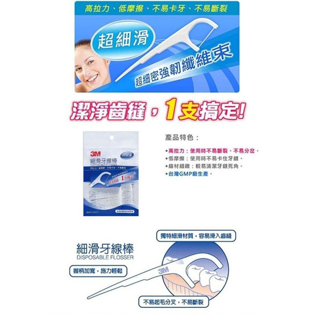 【3M】雙線細滑牙線棒 45支