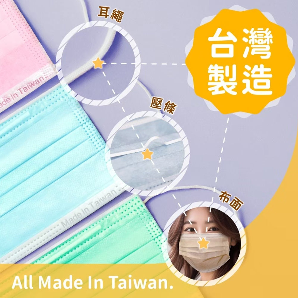 【銀貝貝】成人醫用平面口罩 50片/盒 MIT台灣製 12色任選 醫用口罩 成人口罩 雙鋼印