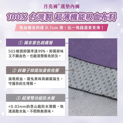【谷慕慕】月亮褲中腰護墊內褲 日常穿搭 安心褲 鋅離子抗菌吸收層 貼合舒適自在