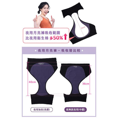 【谷慕慕】月亮褲夜用中腰吸血內褲 黑色 親膚 抑菌 抗臭 MIT 服貼無痕 輕盈穿搭