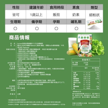 【船井生醫】burner食事纖纖 FIP100纖維粉 30入/盒 調節血脂 胃腸功能改善 調節血糖