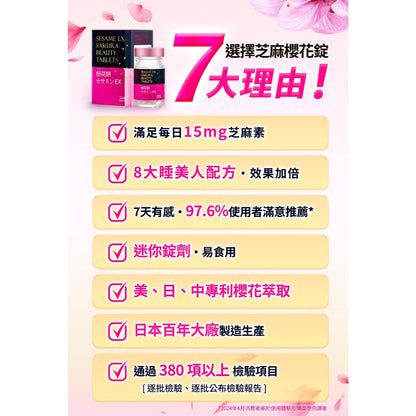 【健康力】枕無憂EX芝麻櫻花錠 30錠/盒 養顏美容 幫助入睡 芝麻素 GABA 徐若瑄代言 健康力枕無憂