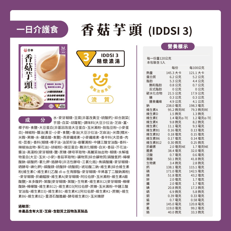 【日幸】一日介護食 5包/盒 膳食纖維 常溫保存 符合IDDSI標準 日幸一日介護食