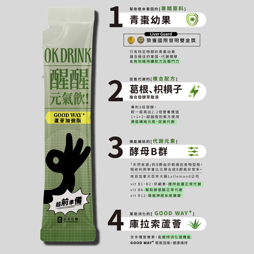 【日日生醫】OK DRINK醒醒元氣飲 元氣 夜貓補給 應酬必備 8瓶/10包