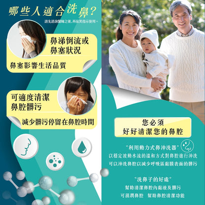 【佳貝恩】上寰動力式鼻沖洗器 AH679(附洗鼻桿x3) 孩童成人均可使用