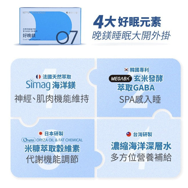 【好好生醫】好晚鎂 30顆/盒 全素可食 海洋鎂 好眠元素 幫助睡眠 理科太太 GABA 穀維素 天然萃取
