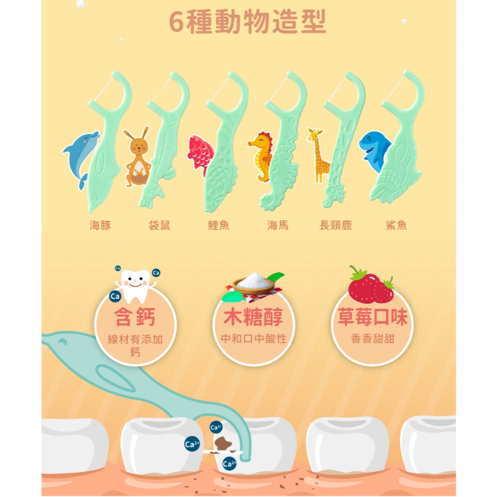 【齒妍堂】兒童牙線棒(木糖醇+鈣) 36支/盒 專為兒童設計 牙線棒