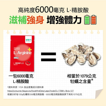 【健康力】L-精胺酸PLUS機能性粉末 30包/盒 左旋精胺酸 增強體力 維持生理機能 鋅 健康力精胺酸