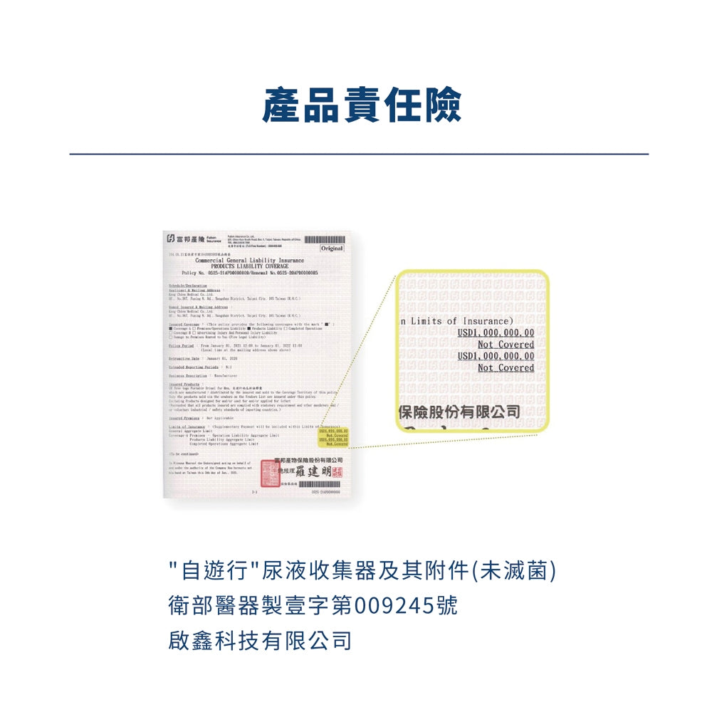 【自遊行】尿液收集器組-臥床版(含專用褲) 尿失禁接尿器 防漏接尿袋 男用 老人護理